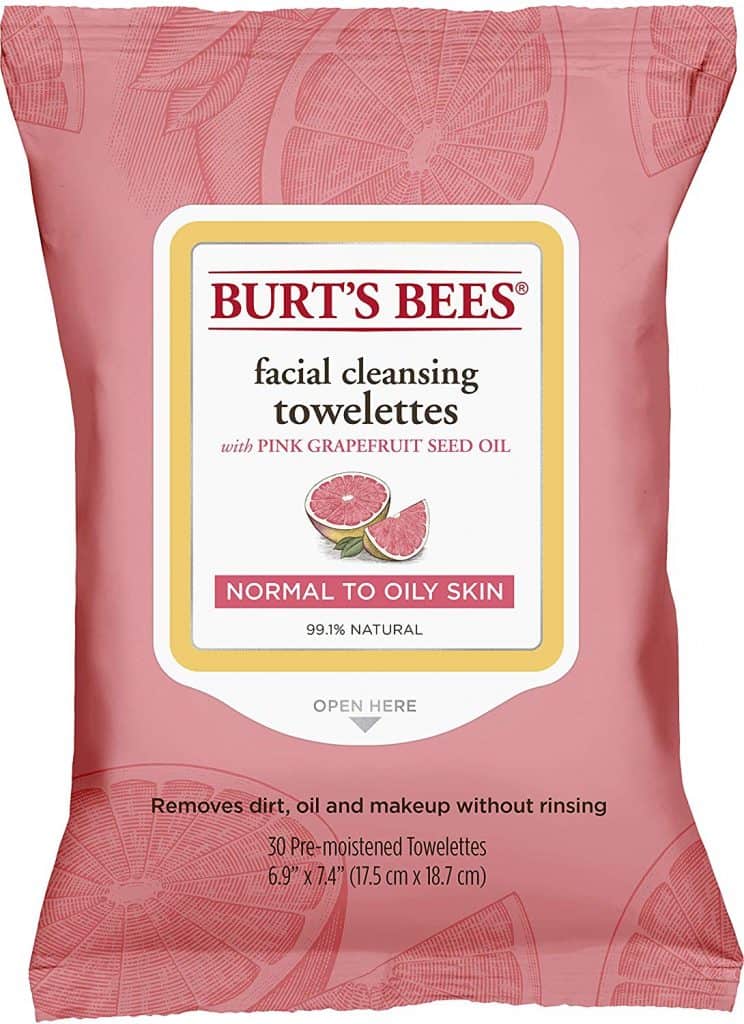 Burt's Bees grapefruit face wipes, face cleaning wipes