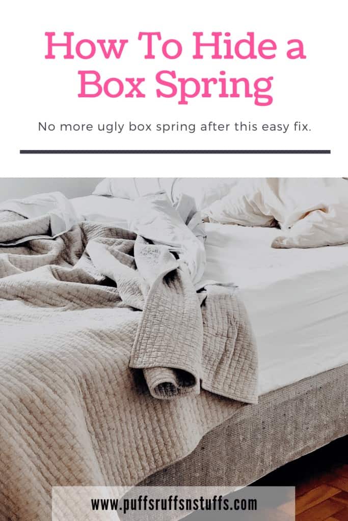 How to Hide a Box Spring - covering a box spring made easy. This bed has a nice box spring. Not like mine. Box spring cover, bed. How to hide box spring. How to cover box spring. #AD #BedroomDecor