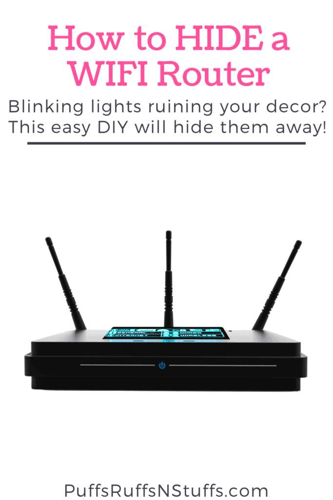 How to hide a wifi router. Blinking lights ruining your decor? This easy DIY will hide them away! #DIY #HomeDecor hide wifi router, hide your router in plain sight, box to hide router and modem, hide router without blocking signal
