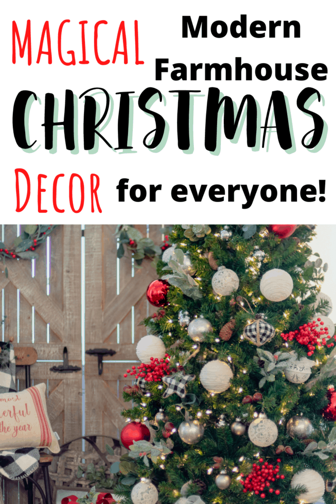 Magical modern farmhouse Christmas decor for everyone! These great farmhouse decor pieces for Christmas are perfect to get your home all decorated for Christmas. Check out these rustic farmhouse Christmas decor pieces! #AD #ChristmasDecor #Christmas #FarmhouseDecor #FarmhouseChristmas